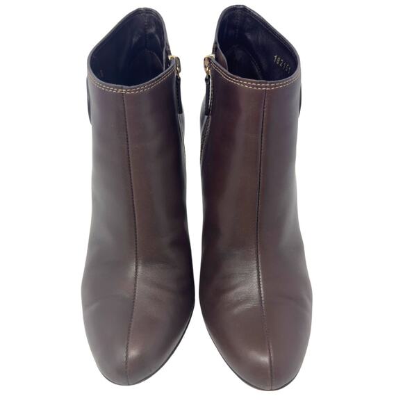 Gucci GG Logo Interlocking Monogram Brown Leather High Heels Ankle Boots US 7.5 - Picture 4 of 12